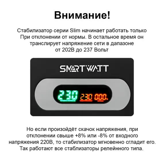 Настенный стабилизатор напряжения 1000 Вт SMARTWATT AVR SLIM 1000RW