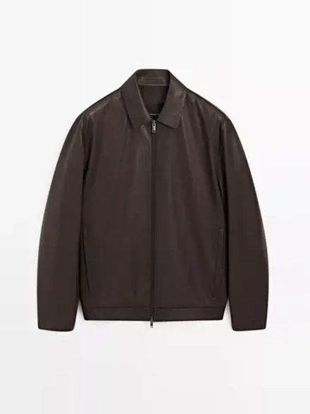 Massimo Dutti Куртка из овечьей кожи наппа, коричневый