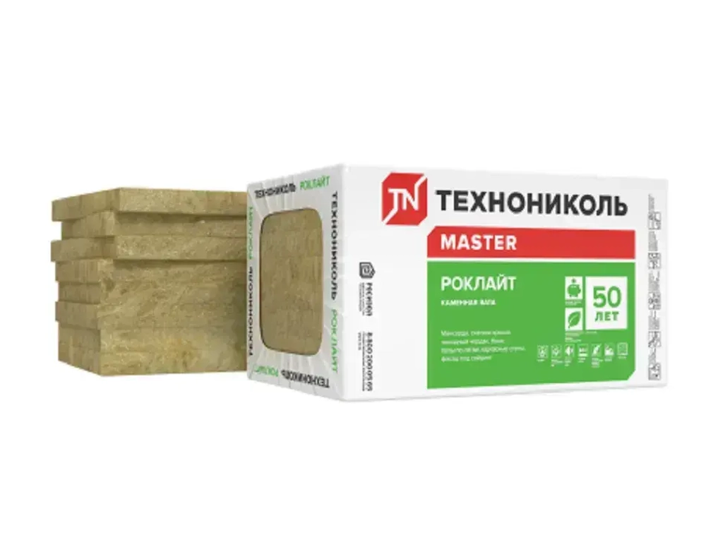 Утеплитель из каменной ваты Технониколь Роклайт 1200х600х100, 30 плит, 21.6 м2 / базальтовый утеплитель