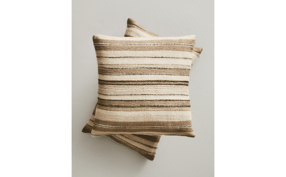 Zara Home наволочка декоративная из вискозы, бежевый, в полоску