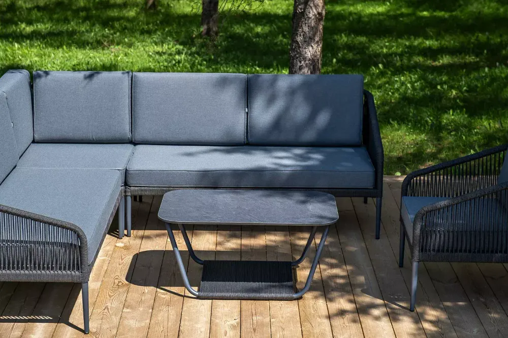 "Канны" модульная угловая лаунж-зона из роупа (веревки), цвет темно-серый