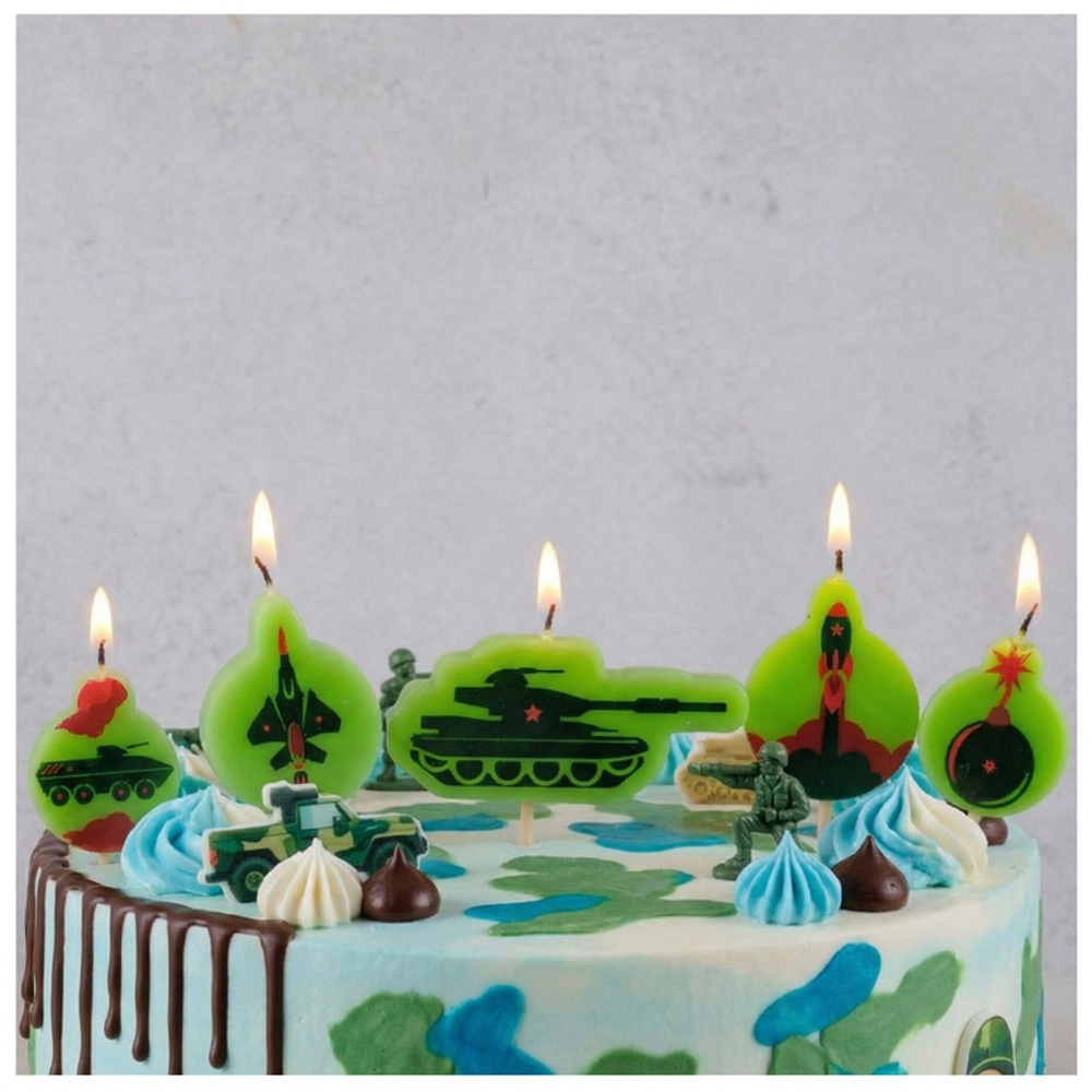 Свечи на пиках Камуфляж, 5 штук