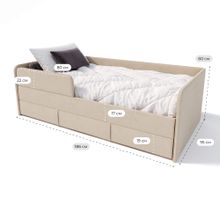 Кровать подростковая 180х90 см с бортиком и ящиком (капучино Беверли)