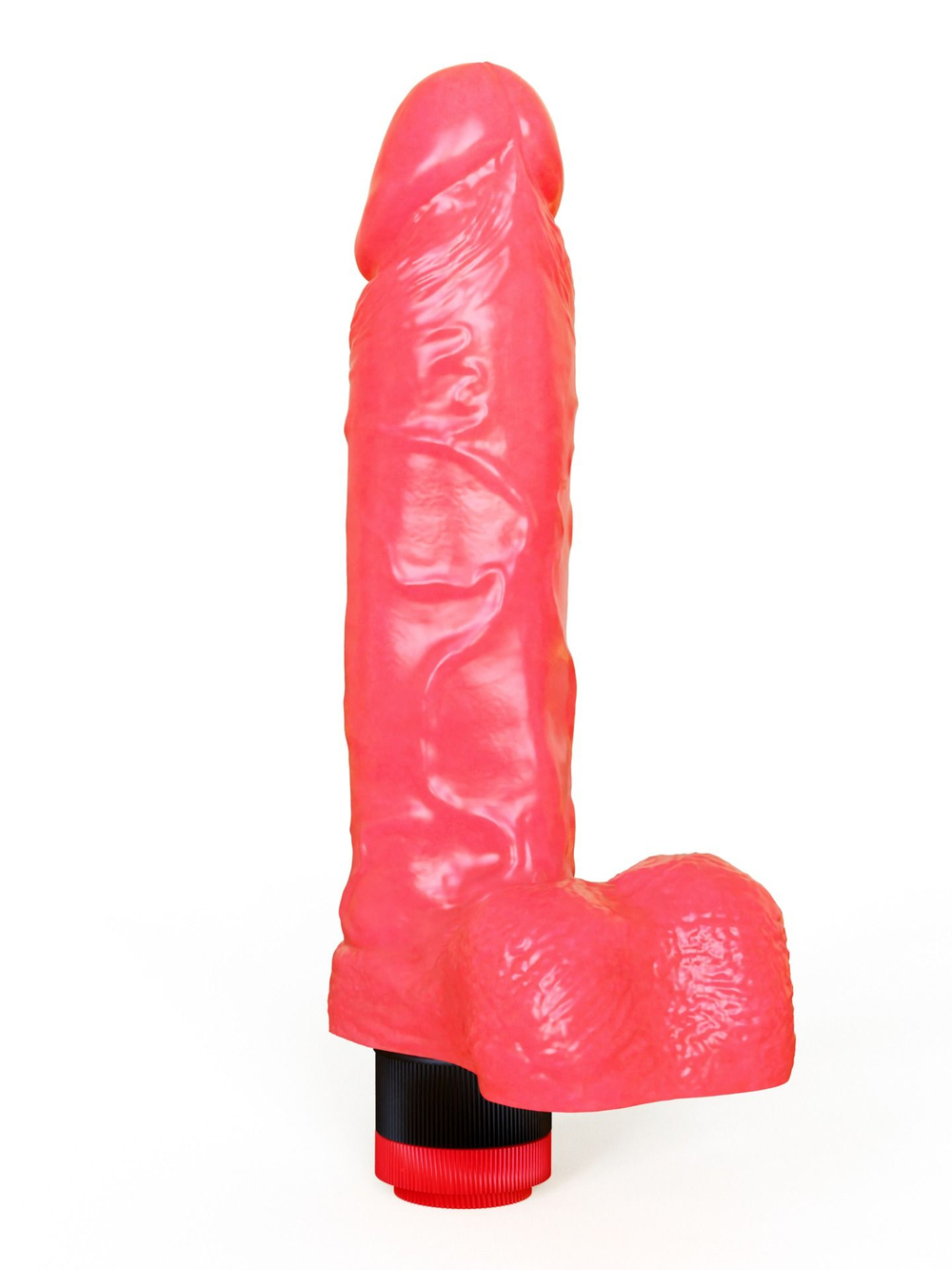 LOVETOY 19 см – гелевый реалистичный вибромассажёр в виде фаллоса с мошонкой, розовый, 19×4,5 см