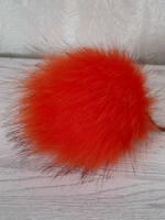 Помпон из искусственного меха, цвет: Красный с черными кончиками