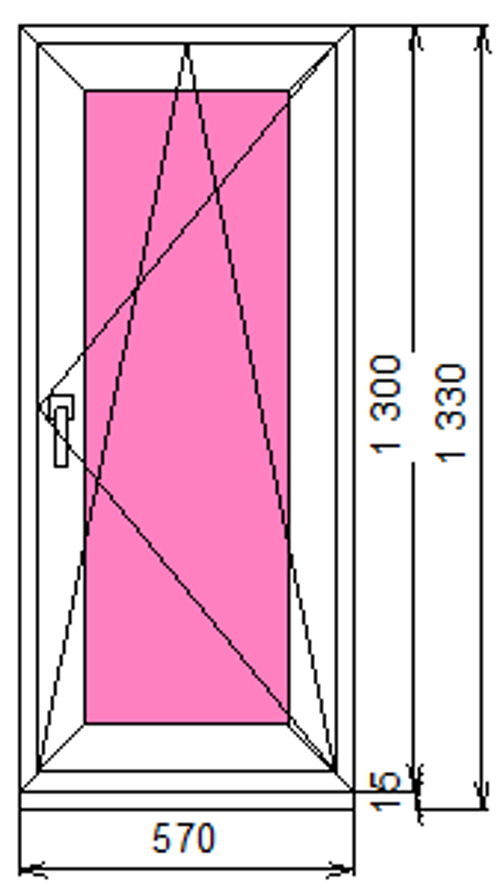 Пластиковое окно 1300 х 570 ТермА Эко