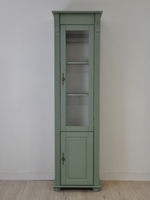 Шкаф витрина, 54х42х195, Susanna, сервант для посуды, стеклянная, буфет, деревянная, зеленый, MAKOSA