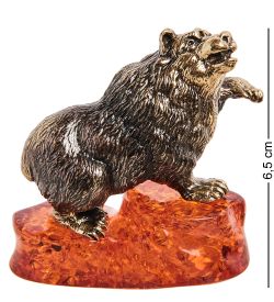 Народные промыслы AM-1109 Фигурка «Медведь» (латунь, янтарь)