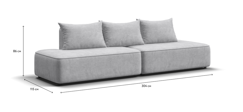 Диван Кинг Твин Шенилл Клауд серый