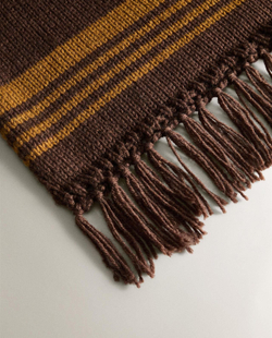 Zara Home - Вязаное одеяло с бахромой, коричневый, 140x190 см