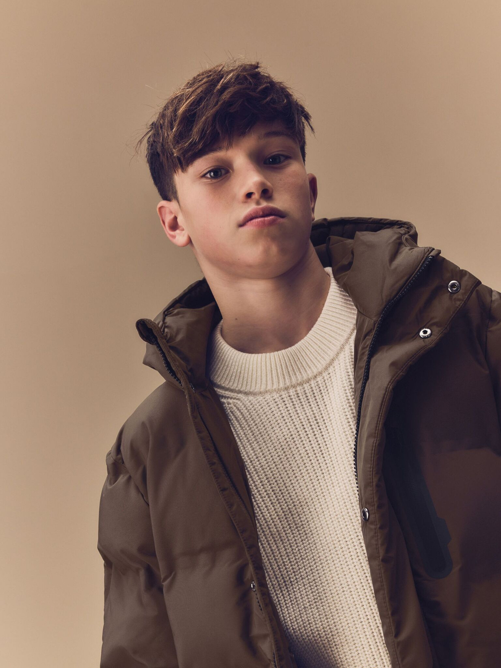 Куртка утепленная с капюшоном для мальчика Next 414-107, Коричневый