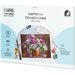 Картина по номерам на картоне "Весенняя сирень", 30*40, с акриловыми красками и кистями, ТРИ СОВЫ