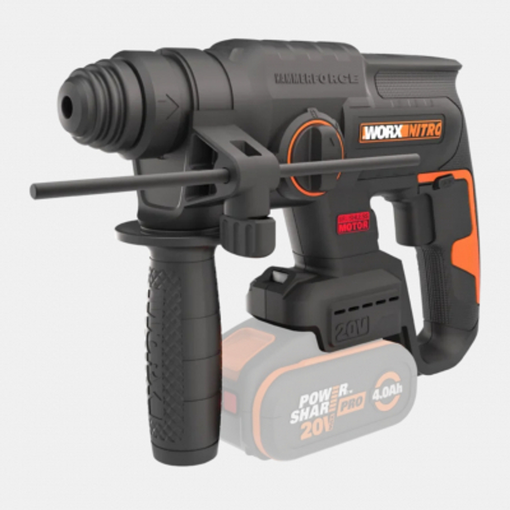 Перфоратор аккумуляторный бесщеточный WORX WX381, 20В, 4Ач x1, ЗУ 2А, кейс