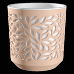 Кашпо для цветов пластиковое 2,5л d-16.2 см «Leaves» Пудра/Белый