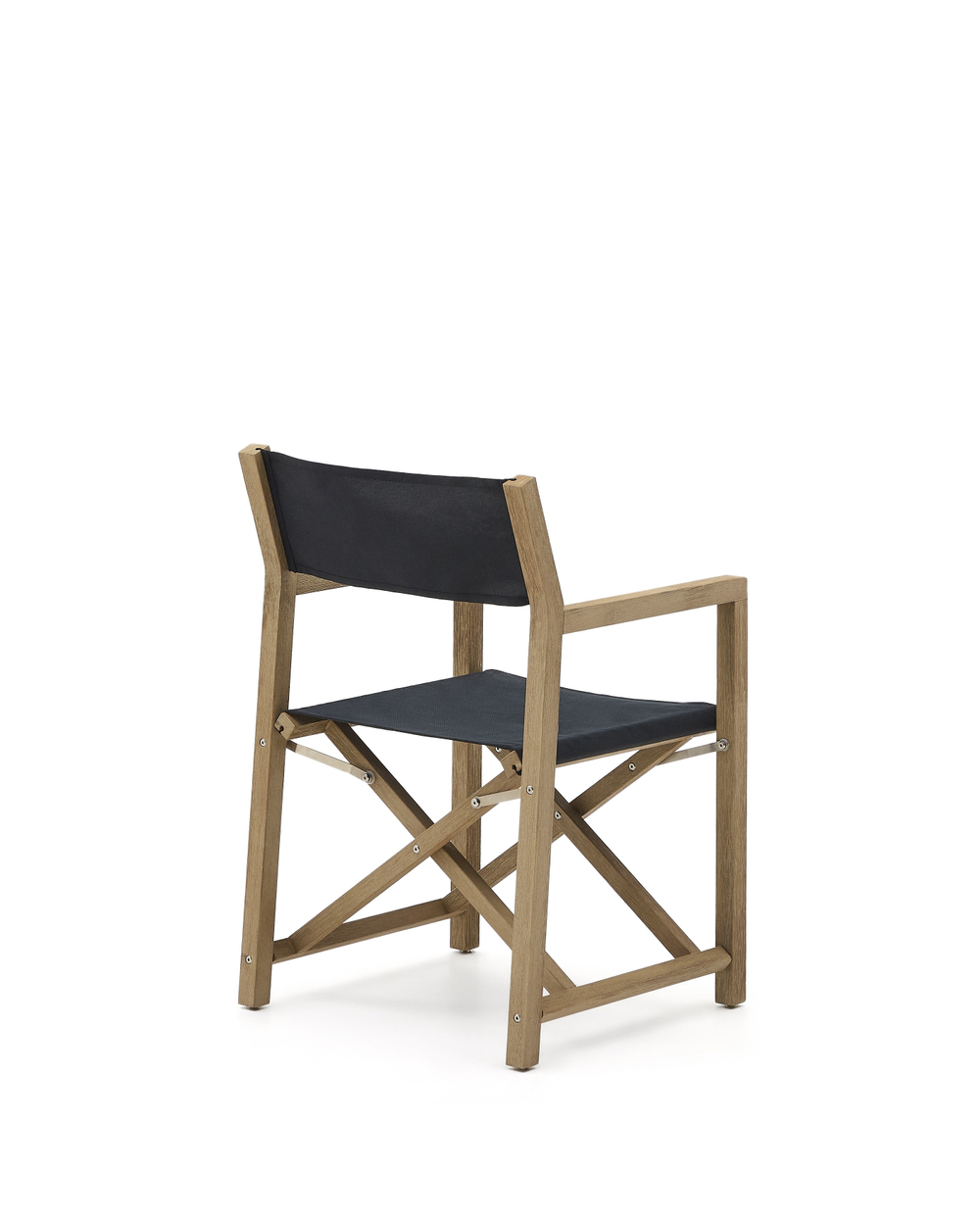 Складное уличное кресло Vilara из акации и текстиля черного цвета