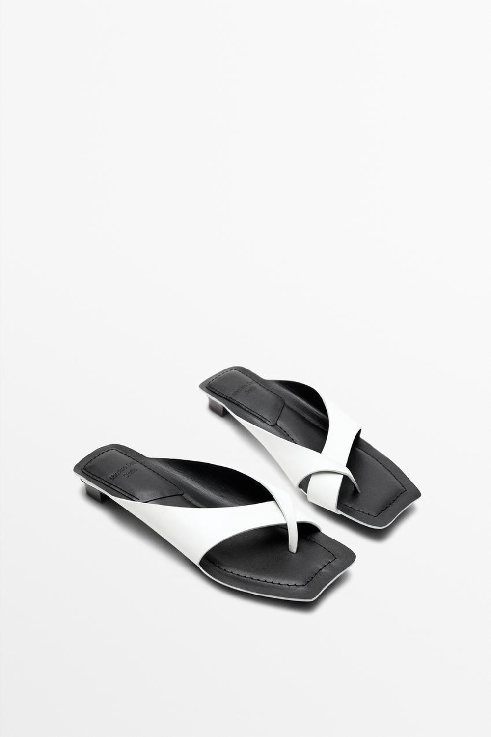 Massimo Dutti Кожаные босоножки на высоком каблуке - STUDIO, белый