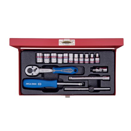 Цена на KING TONY (2516SR) Набор торцевых головок с принадлежностями 1/4", 6-гранные, 5/32"-1/2", 16 предметов