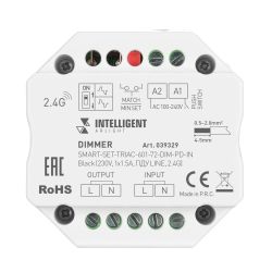 INTELLIGENT ARLIGHT Диммер SMART-SET-TRIAC-601-72-DIM-PD-IN Black (230V, 1x1.5A, ПДУ LINE, 2.4G) (IARL, IP20 Пластик, 5 лет) 039329