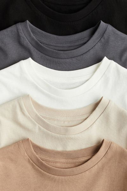 H&M Набор из пяти хлопковых футболок, бежевый