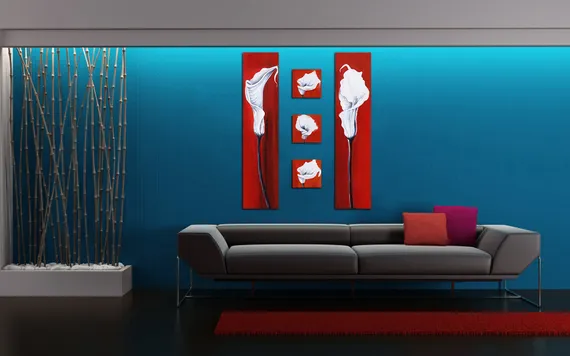 Модульная картина "Красное с белым"