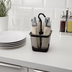 IKEA UPPDATERA  (ИКЕА УППДАТЕРА)  -  Коробка для столовых приборов, антрацит, 12x12 см