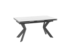 Стол VECTRA-150, раздвижной 150(40+40)x90, МРАМОР СВЕТЛЫЙ - COMPAKT CER/ЧЕРНЫЙ, (2 упак.)