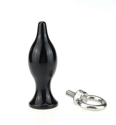 Чёрная металлическая анальная пробка с кольцом - 7 см. (Цвет: черный)