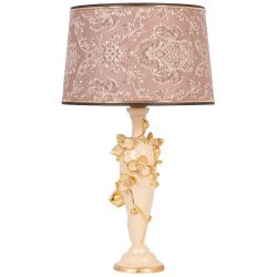 Настольная лампа Орхидея Лира Айвори с абажуром Тюссо Vatican (Ватикан) Корица