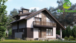 Двухэтажный Дом с навесом для машины 164 кв. м К-84