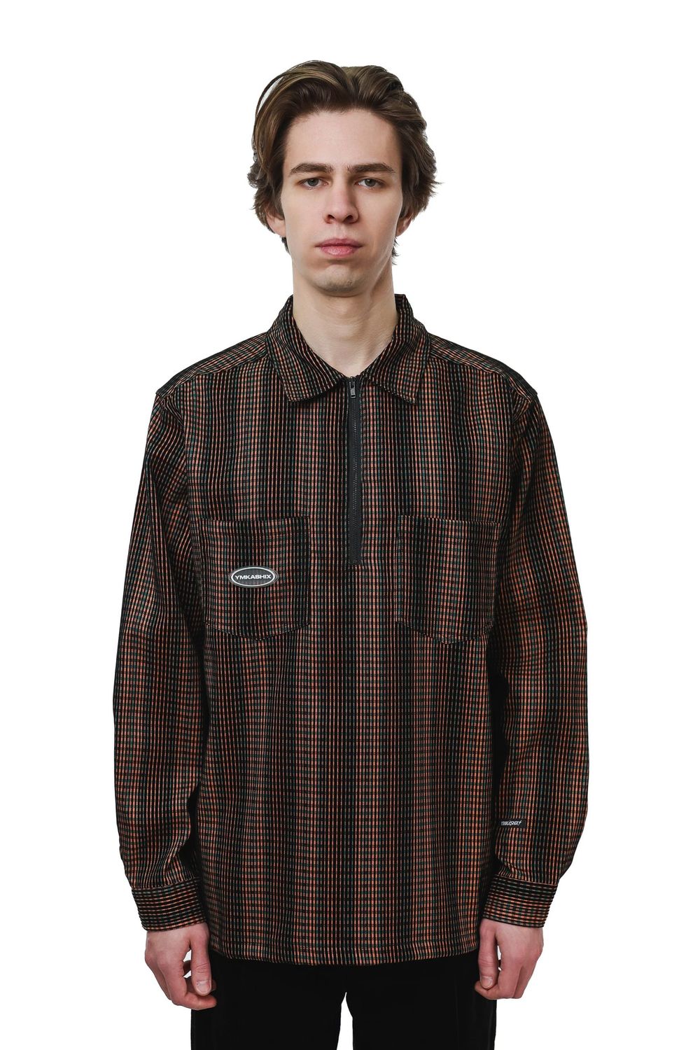 Рубашка YMKASHIX Velvet Tartan оранжевая / зеленая