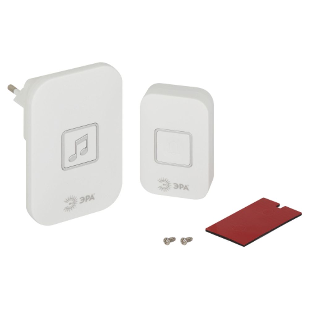 Звонок дверной ЭРА C98 беспроводной, от сети, белый, 60 мелодий | Электрозвонки беспроводные