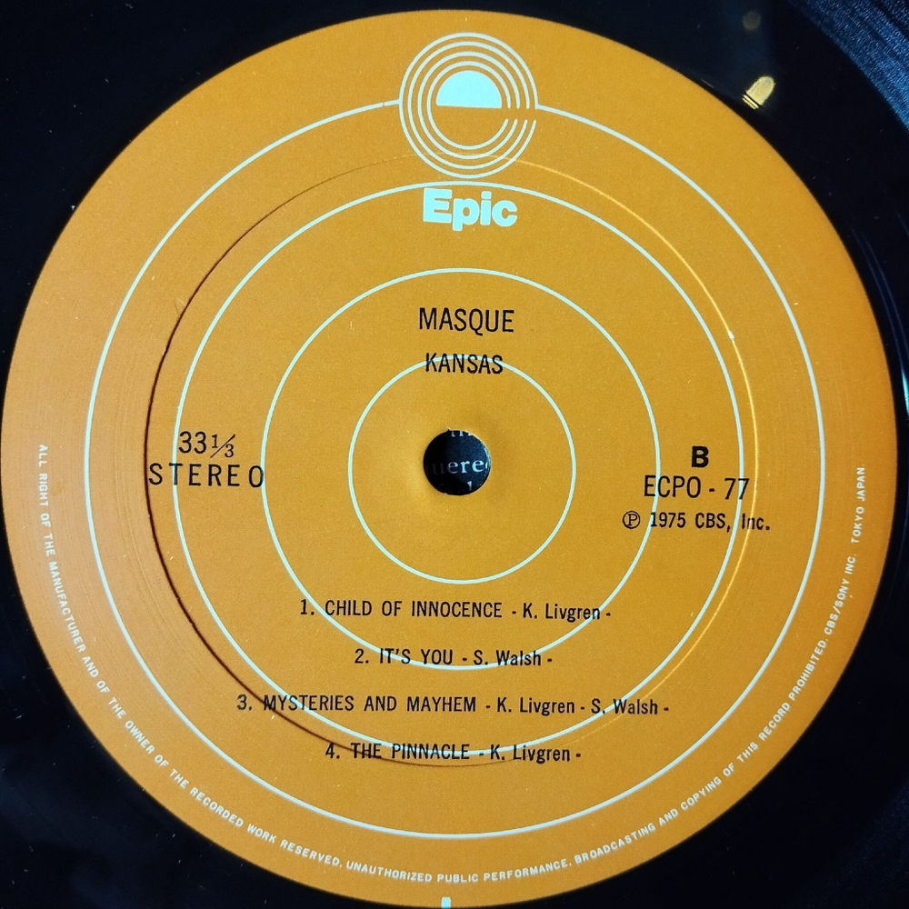 Винтажная виниловая пластинка LP Kansas Masque (Japan 1975) (Obi) Child Of Innocence