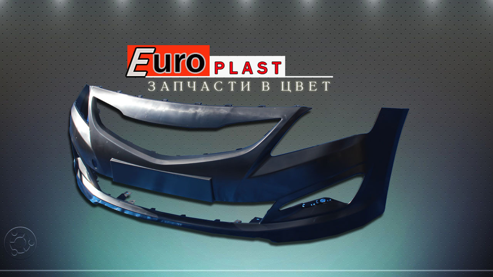 Передний бампер черный на Hyundai Solaris 2014-2017