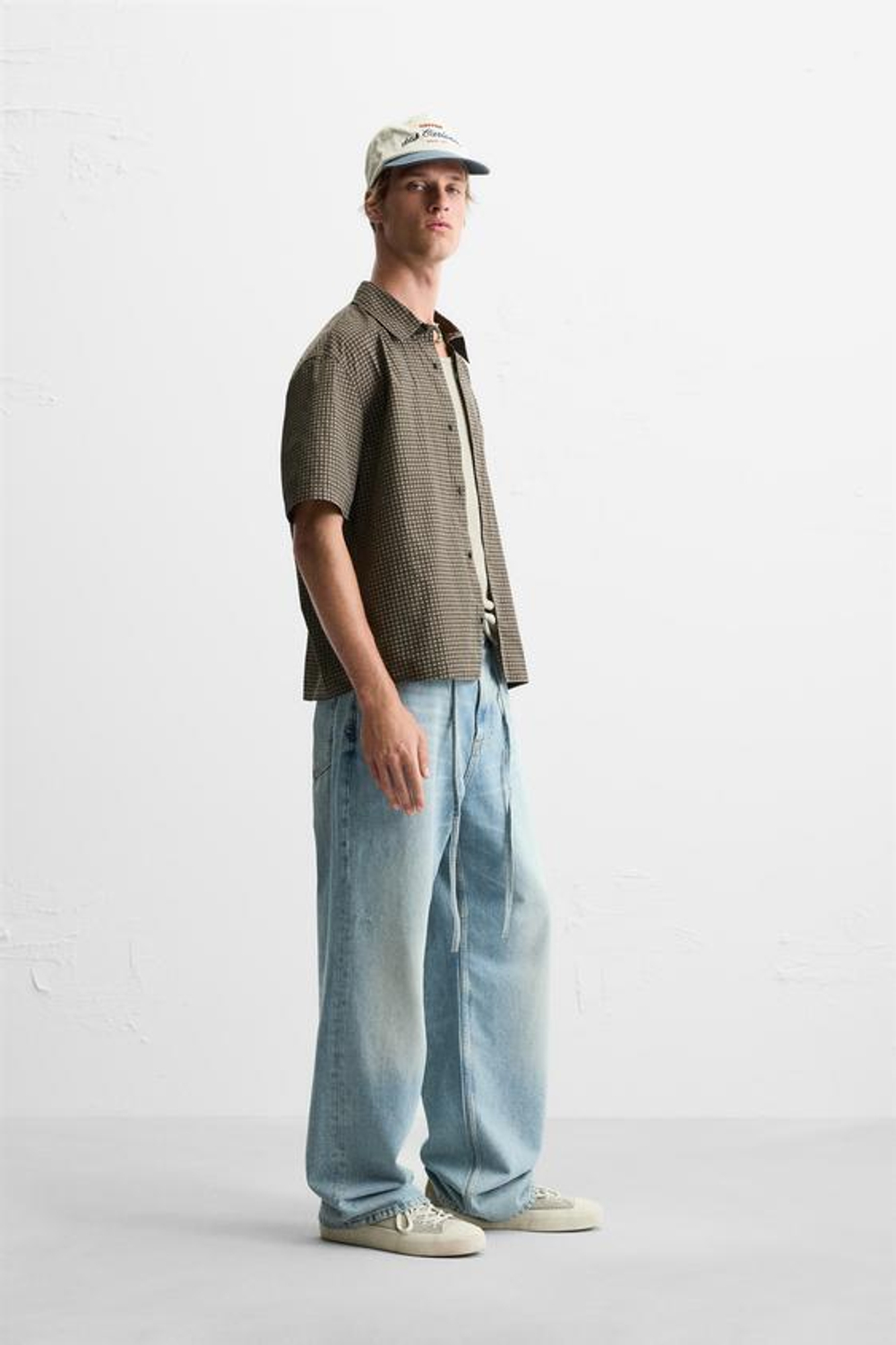 ZARA РУБАШКА В КЛЕТКУ, РЫЖЕВАТО-КОРИЧНЕВЫЙ