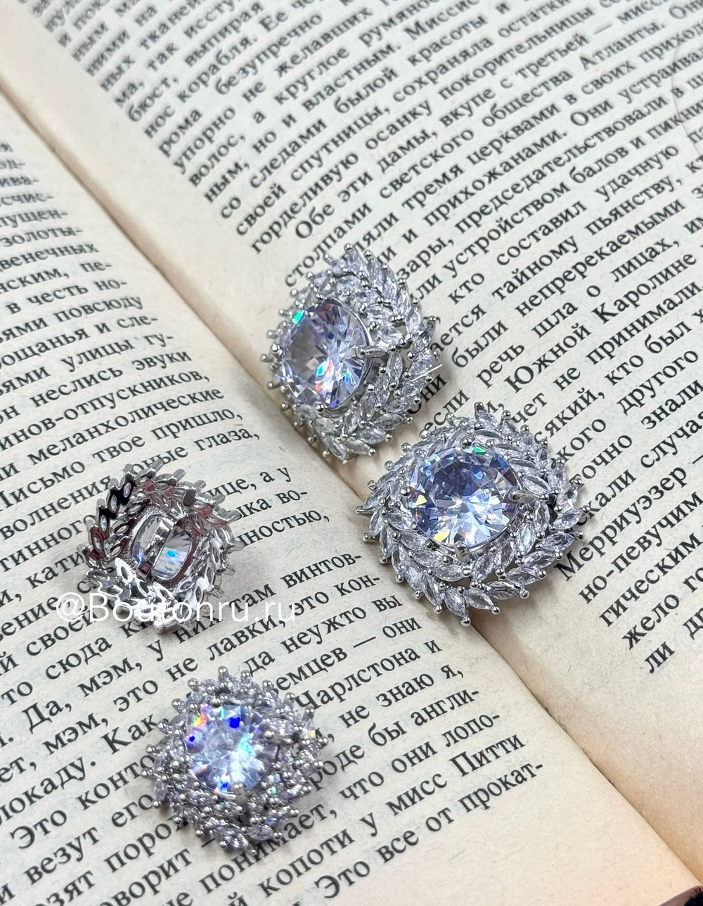 Пуговицы с горным хрусталем в форме мягкий квадрат