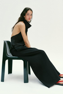 ZARA БРЮКИ С ВЫСОКОЙ ПОСАДКОЙ И ЗАЩИПАМИ, ЧЕРНЫЙ