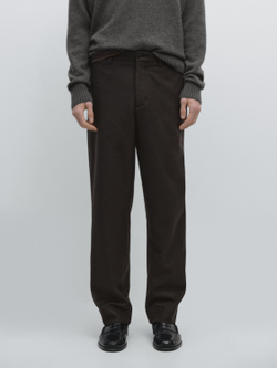 Massimo Dutti Брюки из шерстяной смеси Total Look, коричневый