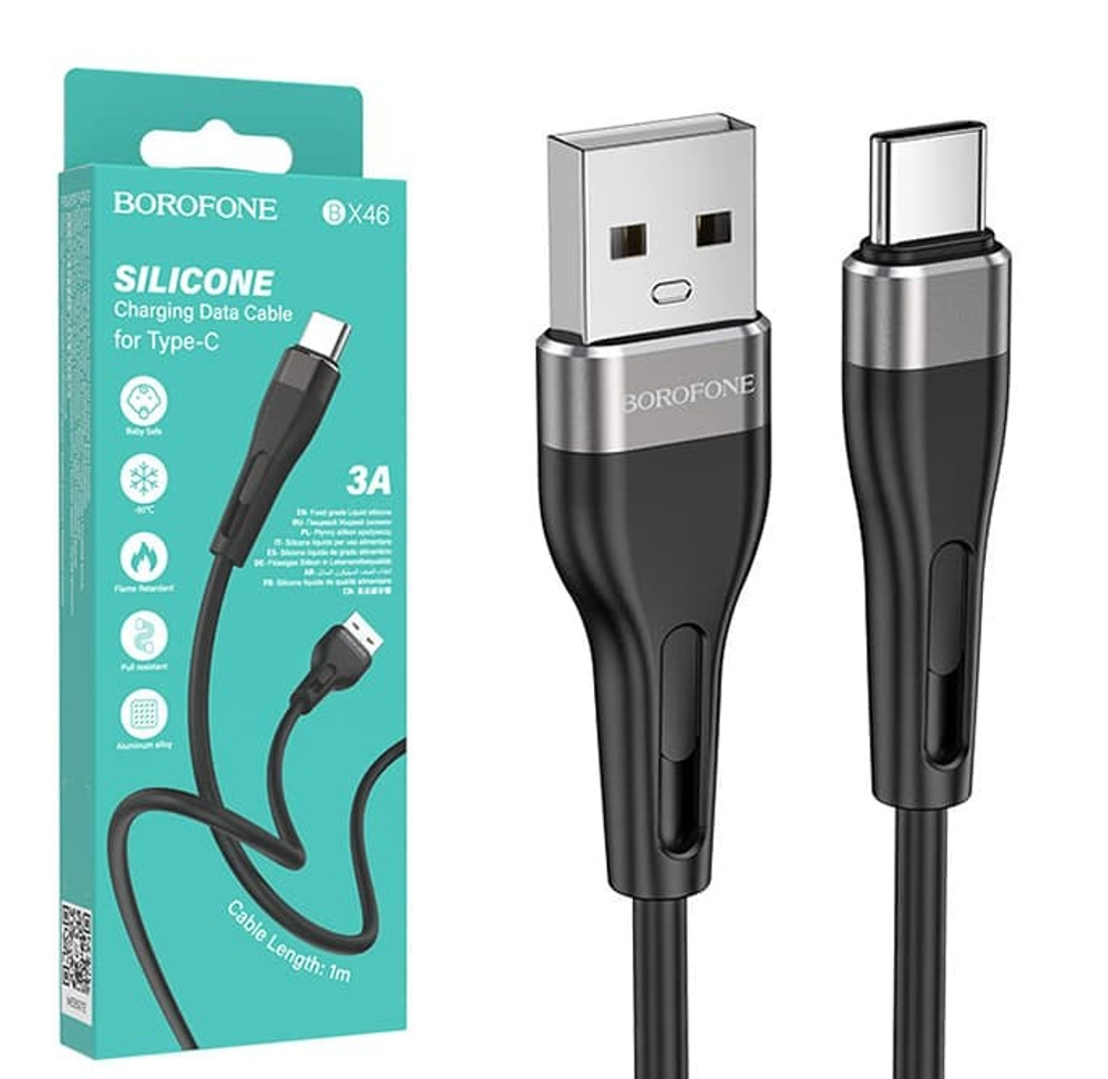 Кабель USB - TypeC BOROFONE BX46 Silicone (черный) 1м