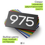 Номер на дверь 975, табличка на дверь для офиса, квартиры, кабинета, аудитории, склада, черная 120х70 мм, Айдентика Технолоджи