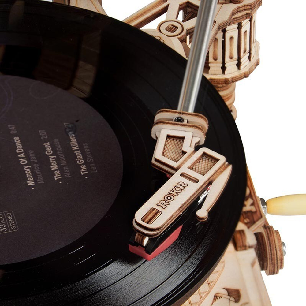 Деревянный конструктор Классический граммофон с USB подключением (ROKR)
