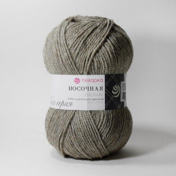 Носочная пряжа Россия Пехорка 50%полутонк.шерсть 50%акрил 5х100г/200м (371-Натур.серый)