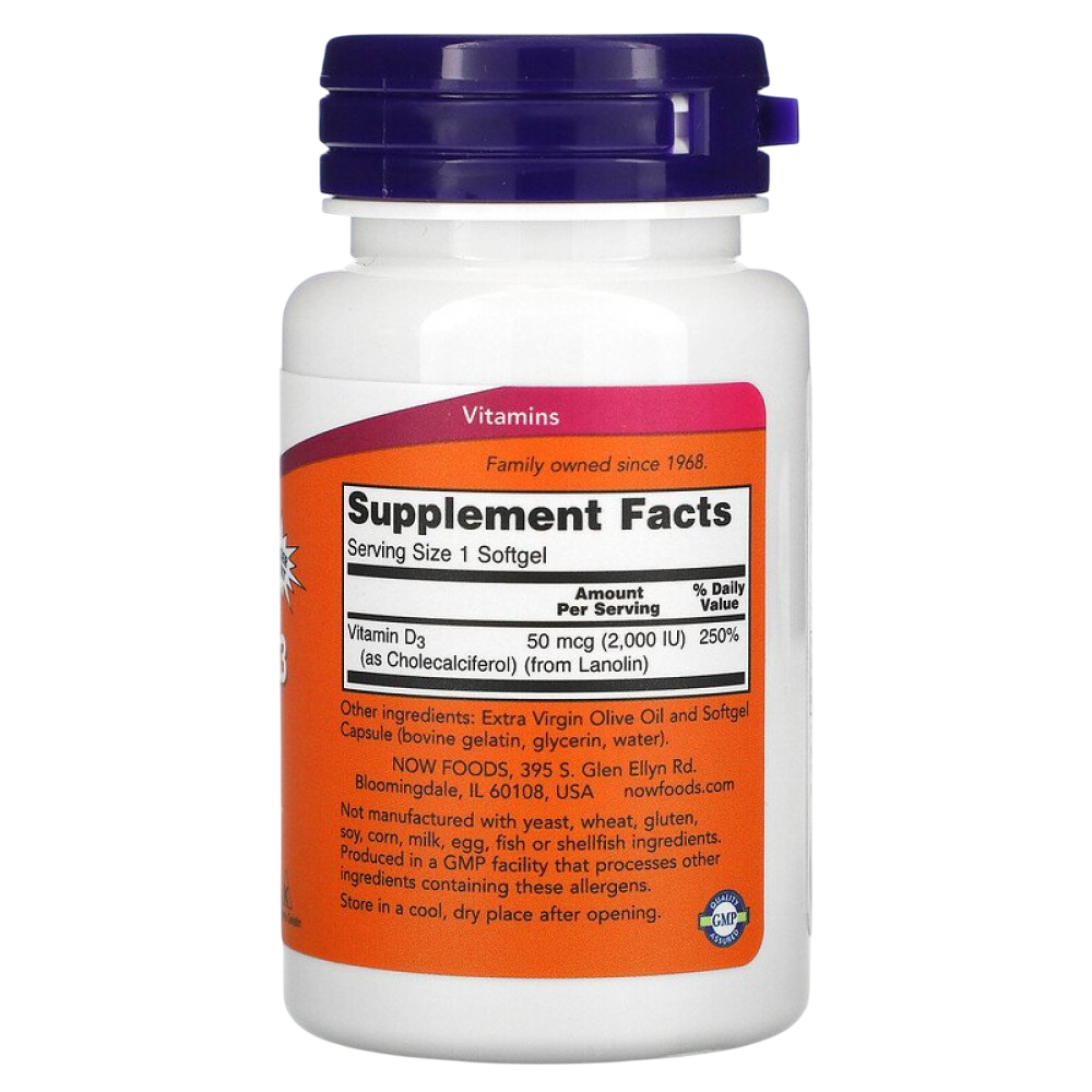 Now Foods Vitamin D3 2000 IU 240 softgels , Витамин Д3
