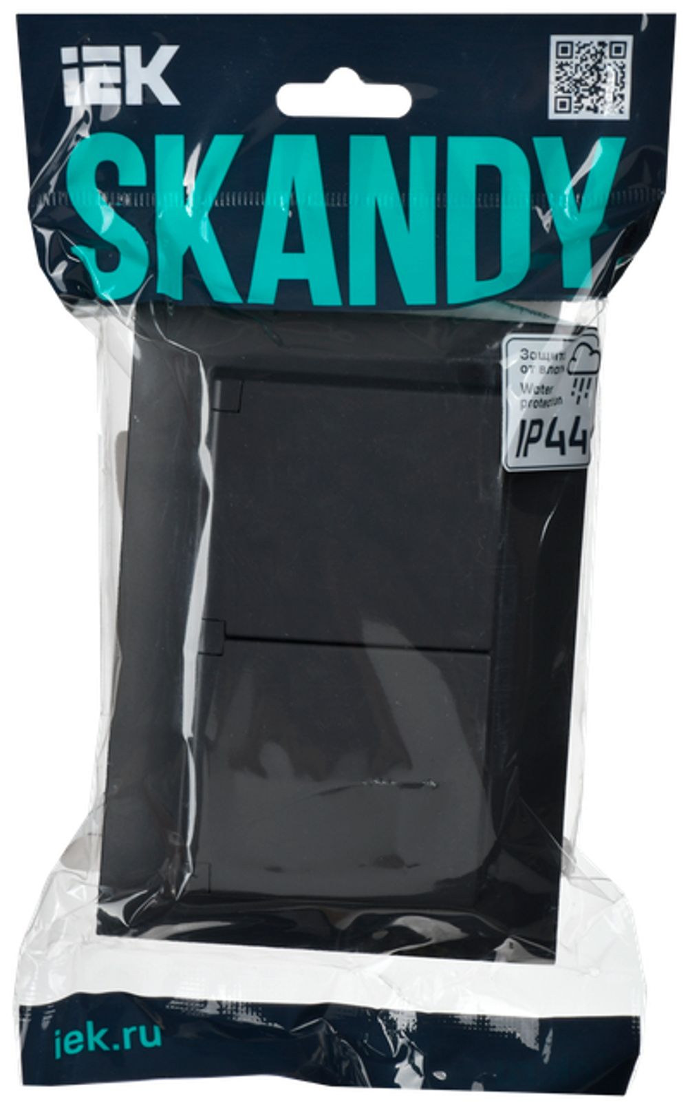 SKANDY Розетка 2-местная и крышкой 16А в сборе IP44 SK-R12Bl черный IEK