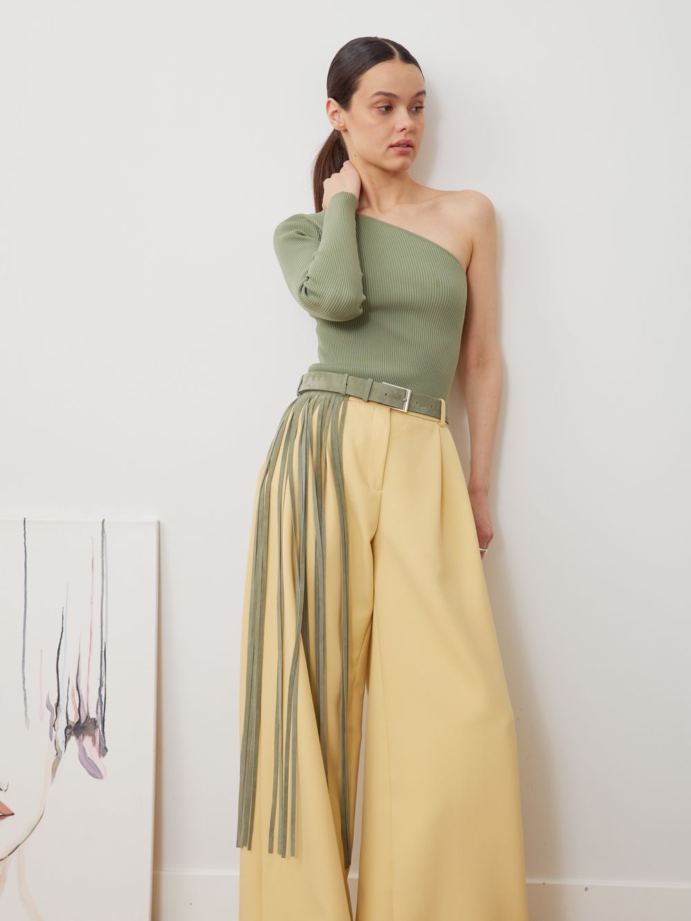 БАЗОВЫЙ РЕМЕНЬ-ТРАНСФОРМЕР С БАХРОМОЙ ЗАМША ФИСТАШКОВЫЙ