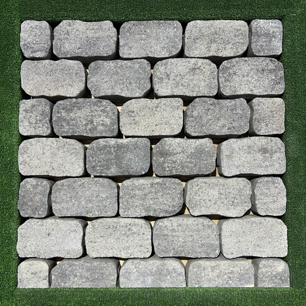 Тротуарная плитка Арена - Листопад гранит Антрацит, комплект из 2 видов плит