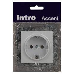 Розетка Intro Accent 6-202-01 с заземлением 2P+E Schuko 16А-250В IP20 СУ AL/CU белый | Intro