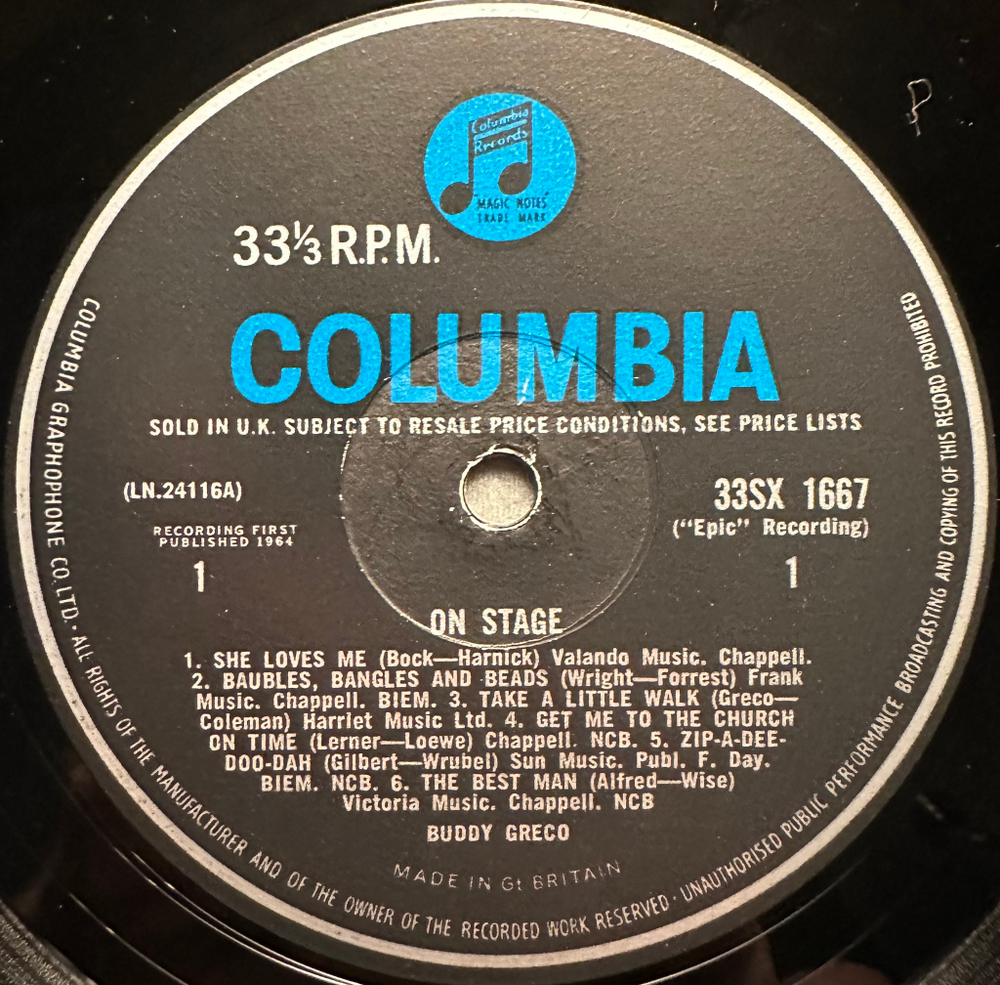 Buddy Greco - On Stage (Англия 1964г.)