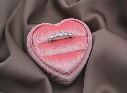 Кольцо "Сердце" с прозрачным кристаллом 5мм