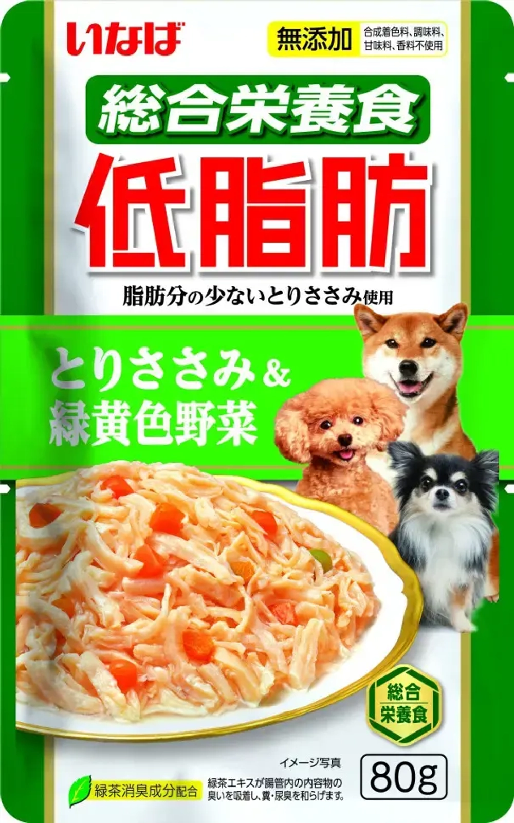 Inaba teishibo пауч д/собак на основе куриного филе с овощами, волокна в желе 80гр