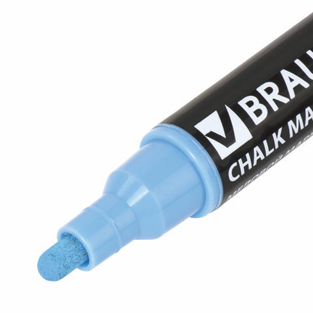 Маркер меловой "POP-ART" ГОЛУБОЙ, 5 мм, сухостираемый, для гладких поверхностей, BRAUBERG, 151533